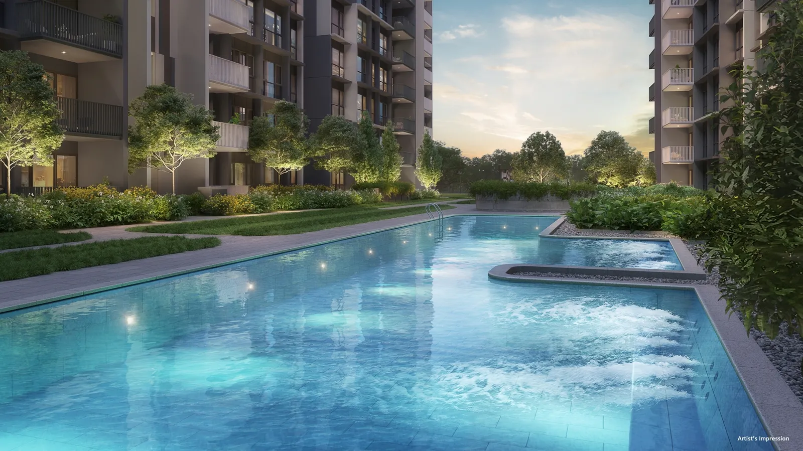 Artist's impression of the spa pool at Lumina Grand EC by CDL — indicative of CDL EC facilities